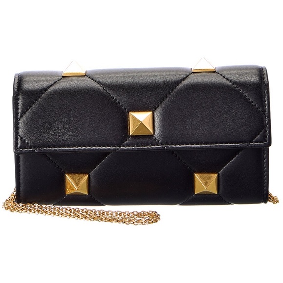 VALENTINO Roman Stud Leather Wallet on Chain- BRAND NEW-FULL SET- - Picture 3 of 8